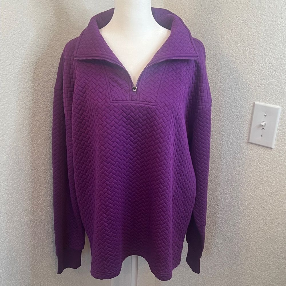 Vibrant bcg Purple Quilted Half-Zip Pullover